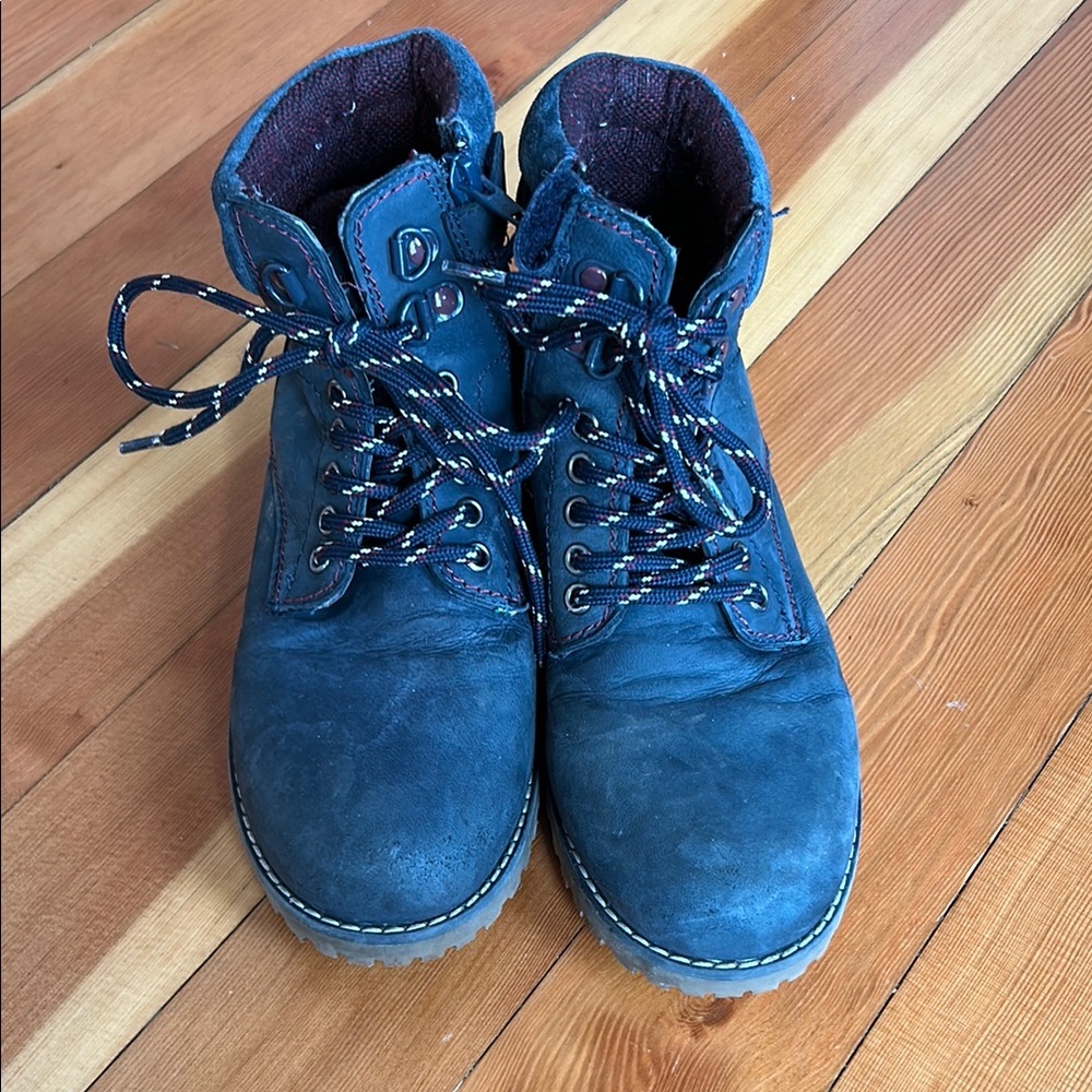 Blue Lace-Up Boots